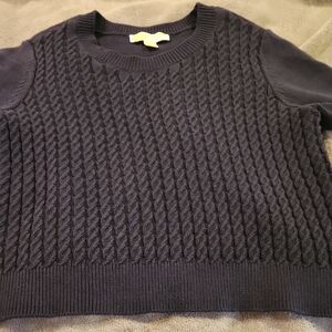 Michael Kors Men's Dark Blue Cable Knit Crewneck Sweater